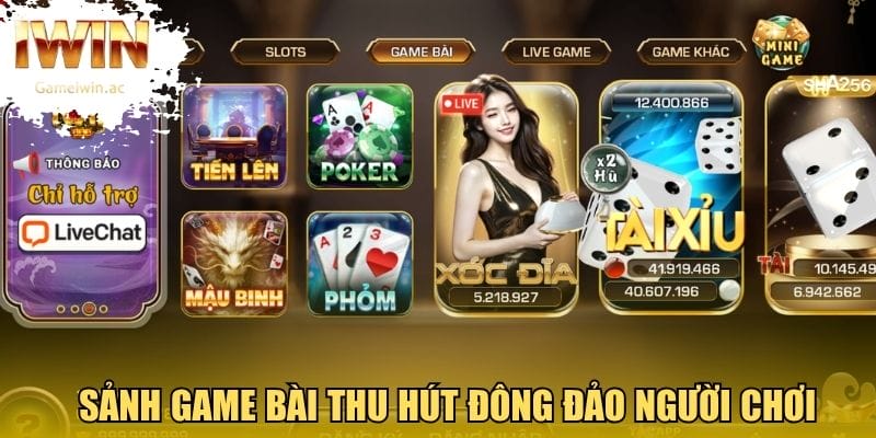 Sảnh game bài thu hút đông đảo người chơi